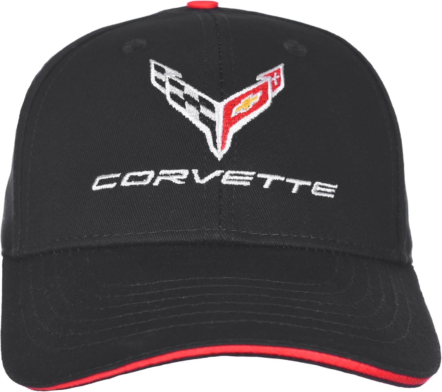 JH DESIGN GROUP Men's Chevy Corvette C8 Logo Cap Adjustable Black Hat