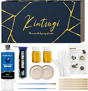 Kintsugi Reparatur Set, Kintsugi Set Reparieren Sie Ihre Aussagekräftige Keramik mit Goldpulver, Starter Repair Ceramic Reparaturset für Anfänger
