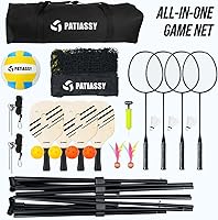 Vista 8 de Volleyball Badminton Pickleball 3-in-1 Combo Net Set for Backyards, 5.1-7.4ft Adjustable Height Freestanding Indoor Sports Nets, Portable 17ft