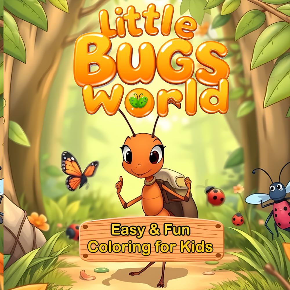 Little Bug World Coloring Book for Kids: A Fun and Educational Bug Coloring Book Featuring Butterflies, Beetles, Bees, Ants & More for Kids Ages 4–8