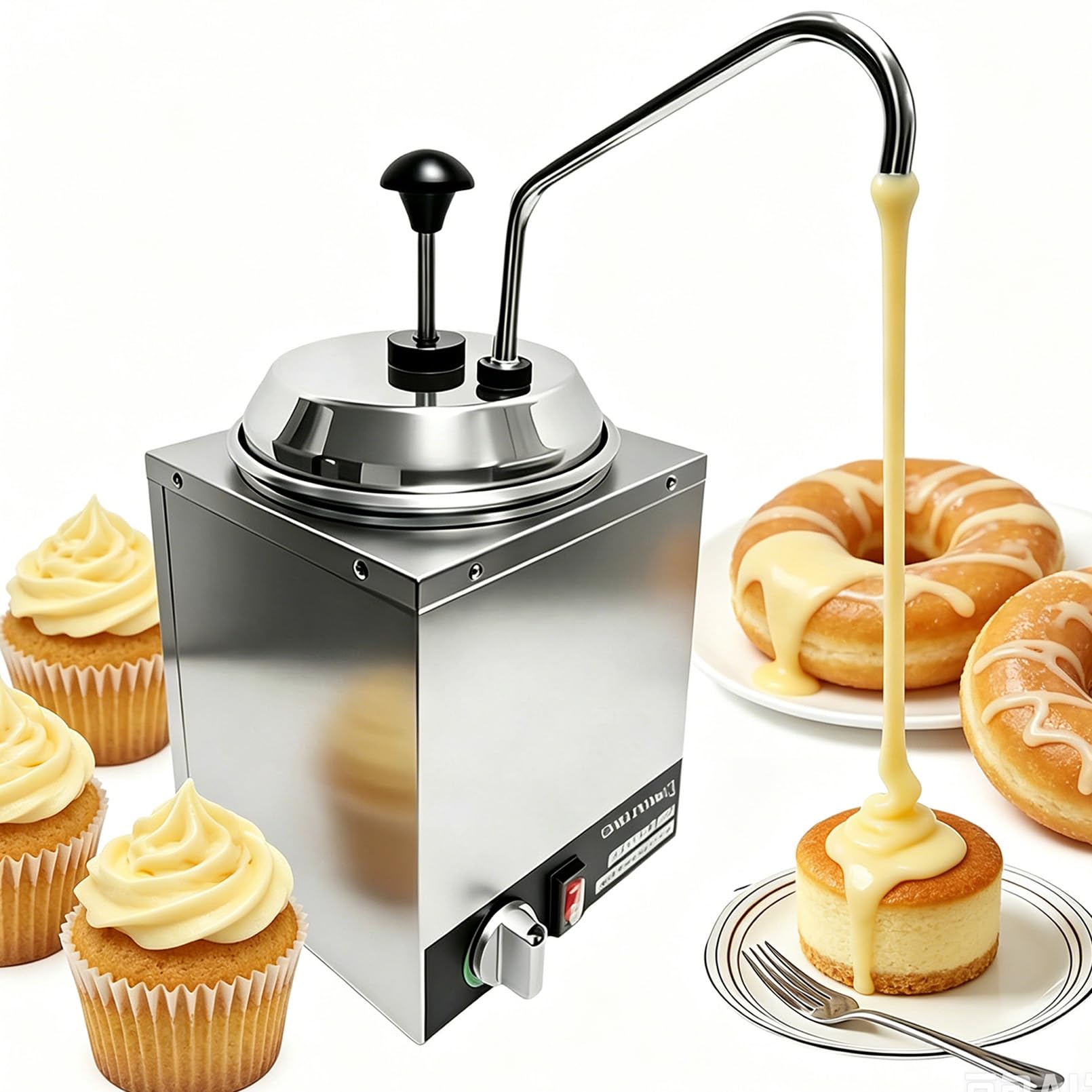 Dispensador De Queso Nacho Y Calentador De Fudge Caliente con Bomba, Ajuste De Temperatura De 30-85℃ – Calentador De Salsa De Acero Inoxidable De 2-7L para Fudge Caliente, Queso, Caramelo, Chocolate