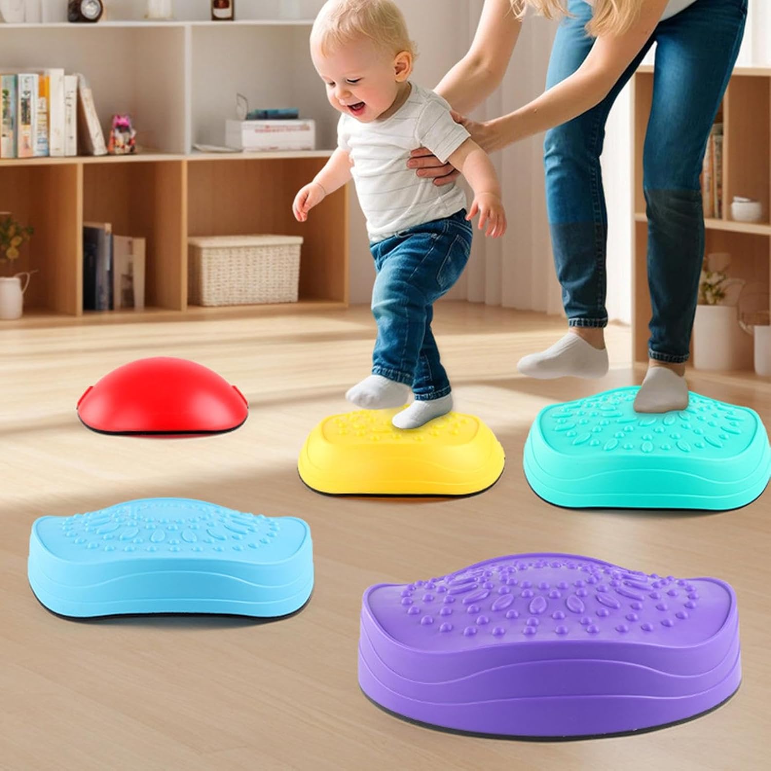 Balance Stepping Stones for Kids, Non-Slip Block - Balancing Stones,for Coordination Indoor Outdoor Garden Course Exercise