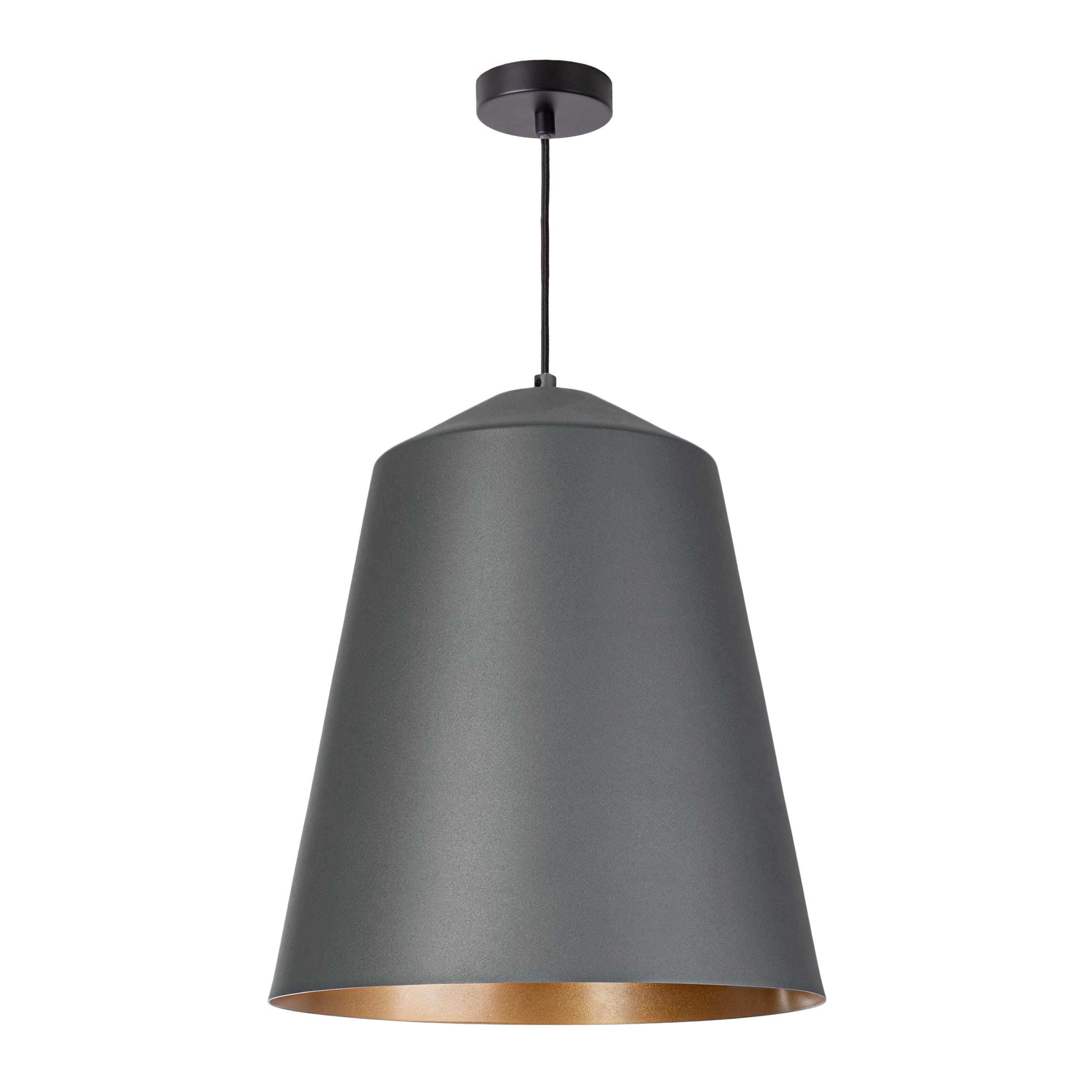 Paco Home Pendelleuchte Wohnzimmer Hängelampe Esstisch Küche Lampenschirm Lampe Industrial Design Textilkabel E27, Lampenart: Pendelleuchte - Anthrazit, Farbe: Gold (Ø36.5 cm)