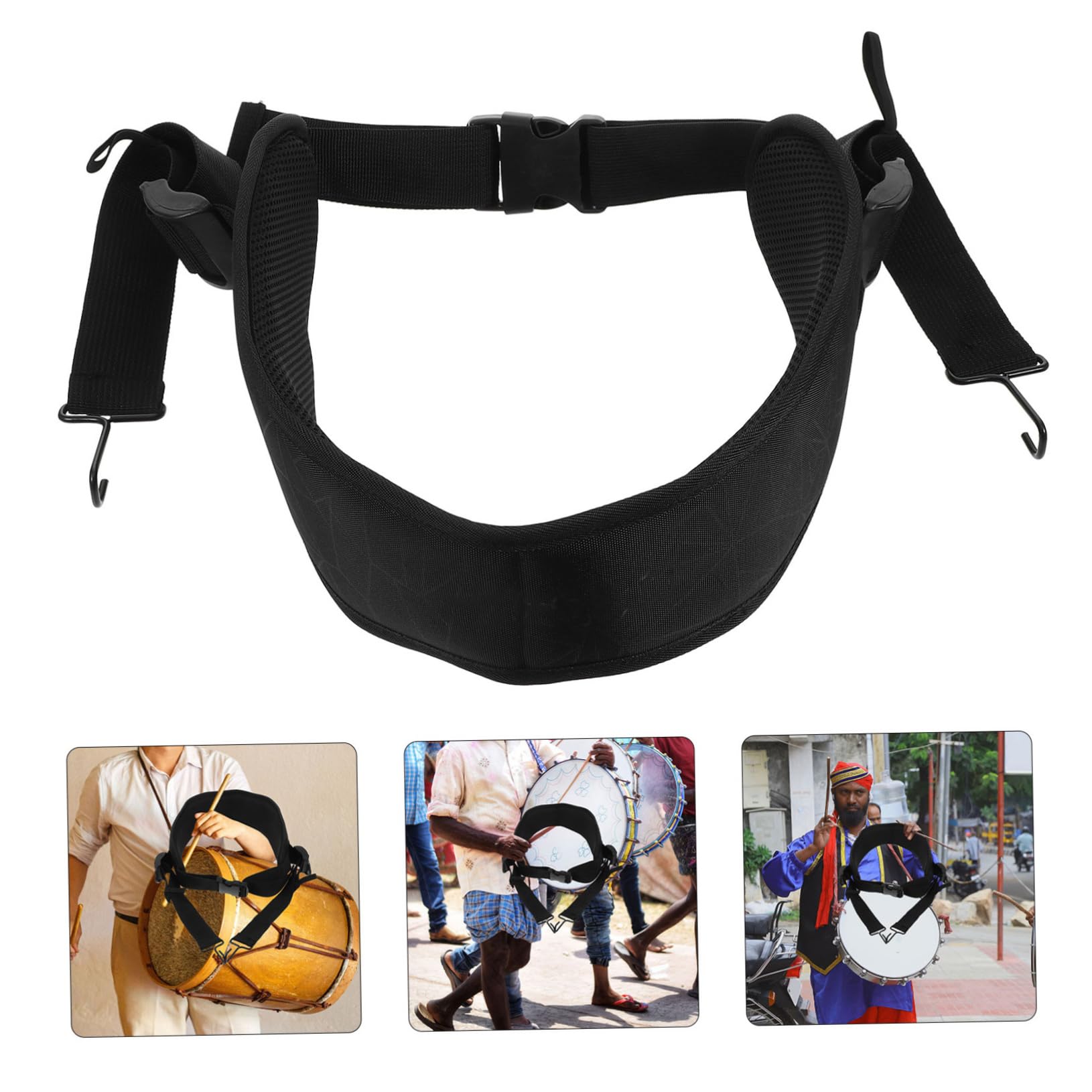 Correa Ajustable Para De Mano Djembé Color Negro Gancho Metálico, Eslinga Resistente y Transpirable Para Caja, Cinturón Para Caja De Percusión Para Adultos