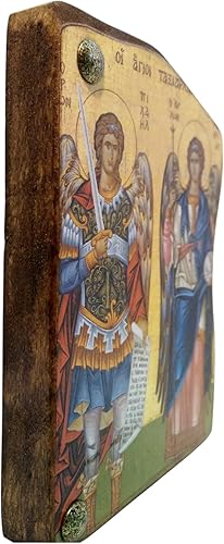 Miniatura 7 de Icono de madera griego ortodoxo cristiano hecho a mano Athos Monte Athos de Arcángeles Miguel y GabrielMp4