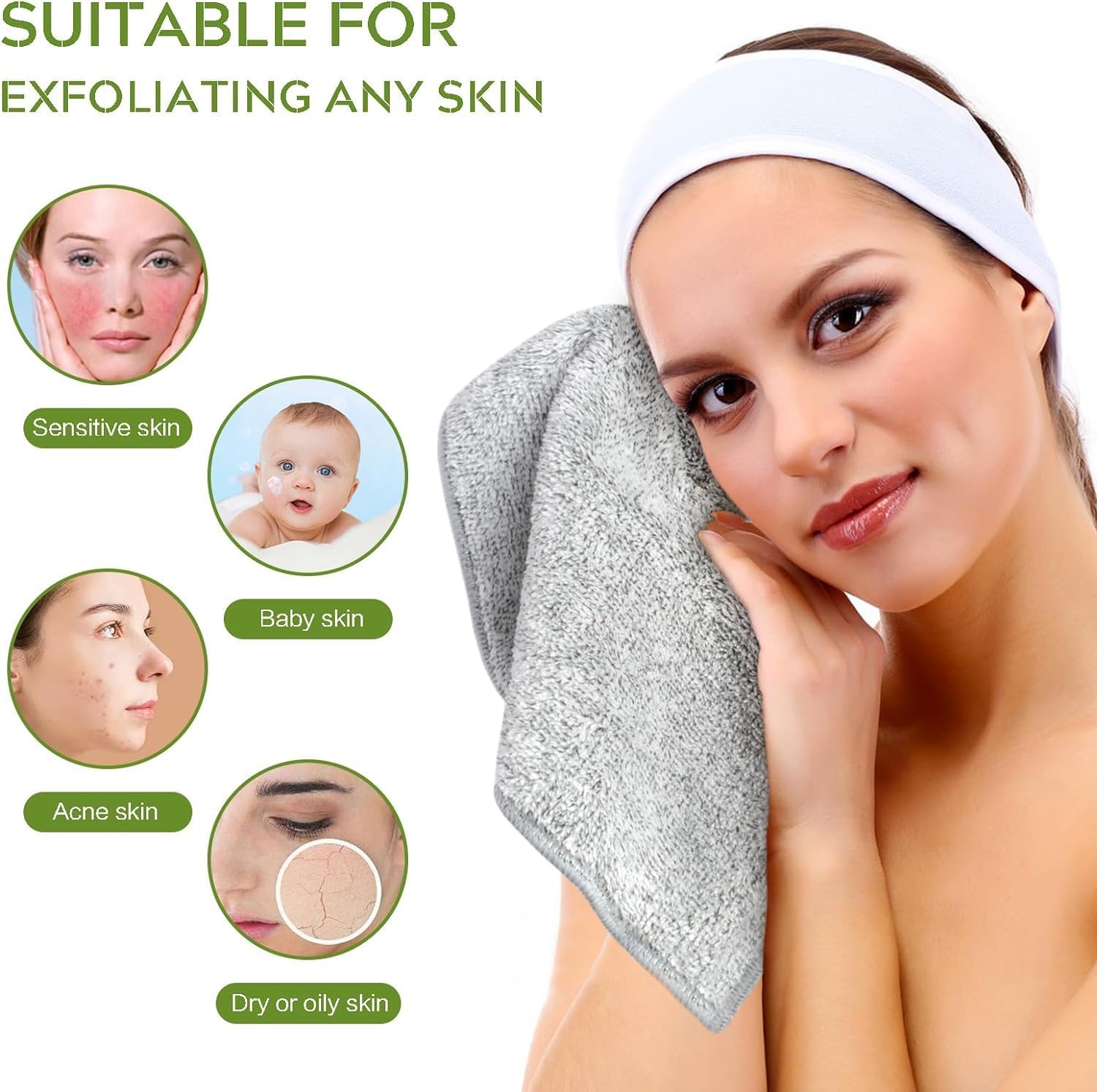 SINLAND Microfiber Face Cloths Highly Absorbent Washcloths Soft Feel Fingertip Towels Multi-Purpose Wash Cloths for Bathroom, Gym, Hotel, Spa and Kitchen, 12Inch x 12Inch
