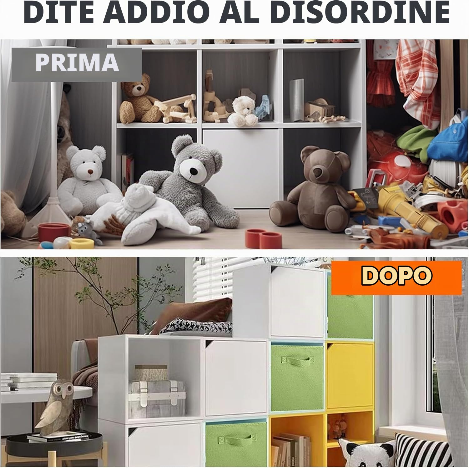 powerking Contenitore di stoccaggio, cubi pieghevoli di stoccaggio del tessuto e cassetto dell'organizzatore di stoccaggio del panno per armadio e giocattoli di stoccaggio, 13 X 13 X 13 INCH, 6 Pack