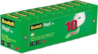 Scotch Magic Tape 810P10K 10-Pack: Invisible Matte Finish, 3/4" x 1000" Rolls, Photo-Safe Permanent Paper Mending for Office & Home