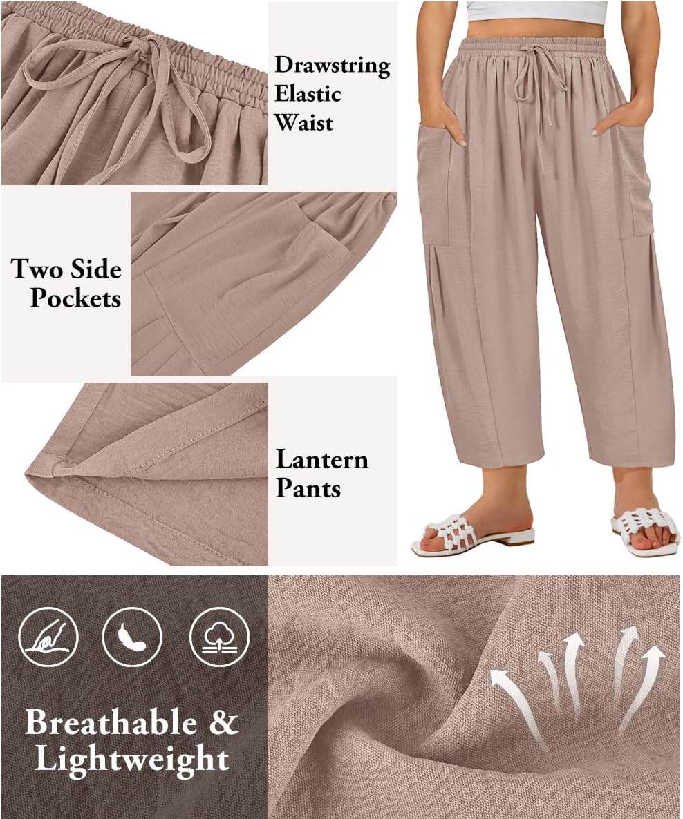TIYOMI Plus Size Pants for Women Summer Palazzo Harem Pants Drawstring Lightweight Pant with Pockets Loose Casual XL-5XL - Image 5