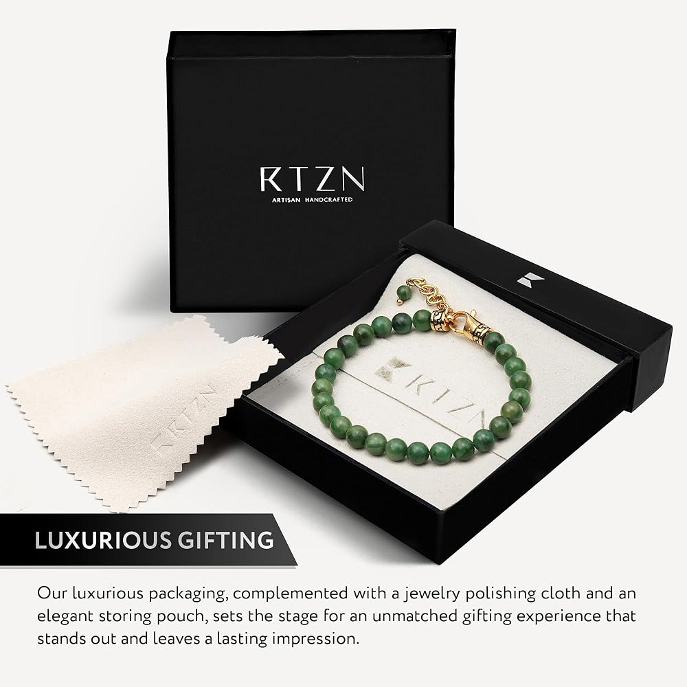 翡翠ブレスレット Amazon | RTZN 男性用翡翠ブレスレット – プレミアム職人による手作り