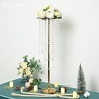 Vista 4 de Jarrón de metal dorado, 4 piezas de centro de mesa moderno para mesa, decoración de eventos de boda, 29.5 pulgadas de alto, duradero, resistente a