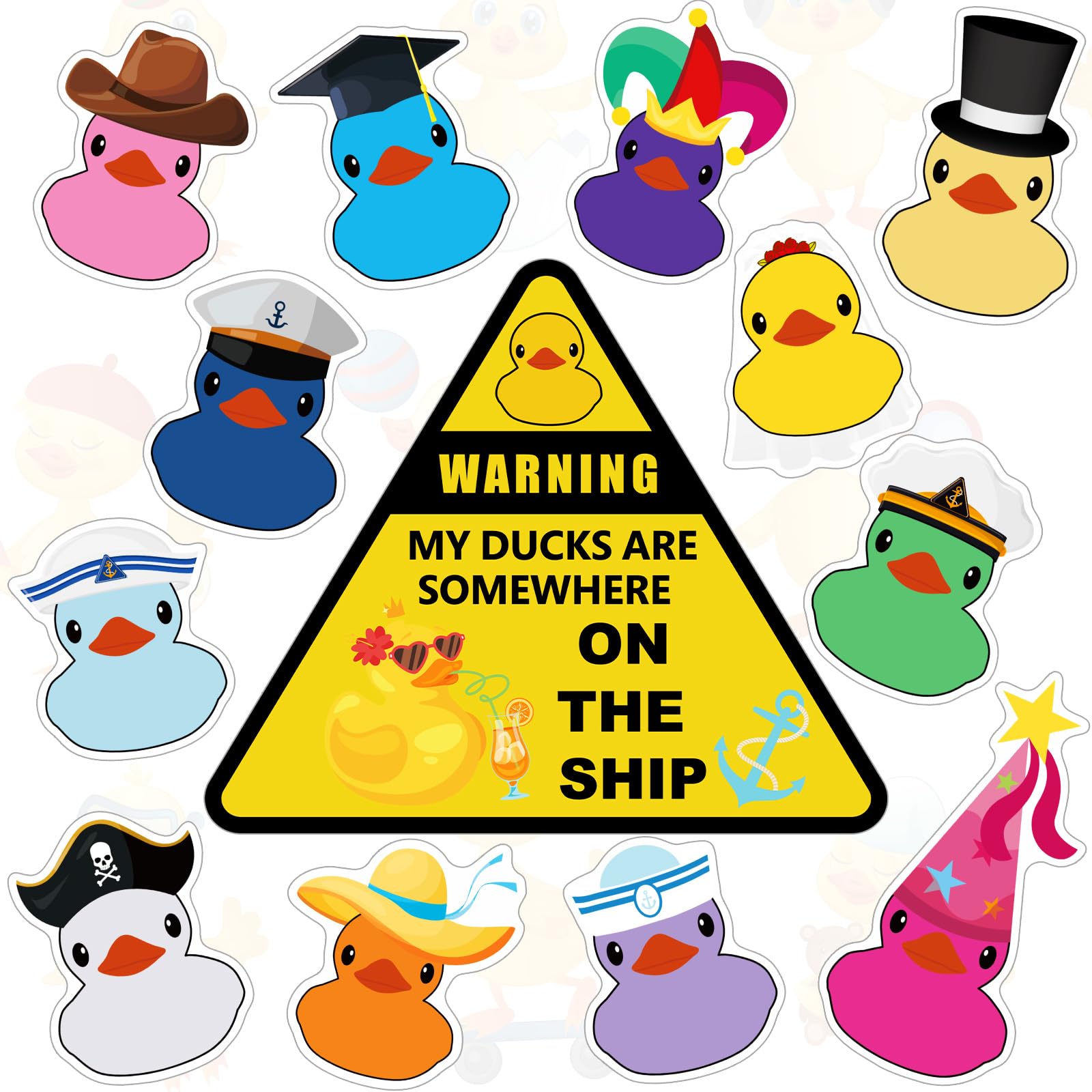 Hoteam 13 Pcs Duck Cruise Door Magnet Fun Themed Duck Cruise Door Decorations Decorative Magnetic Decorations Reusable Magnets Magnetic Stickers Decals for Fridge Carnival Car, 13 Style(Colorful)