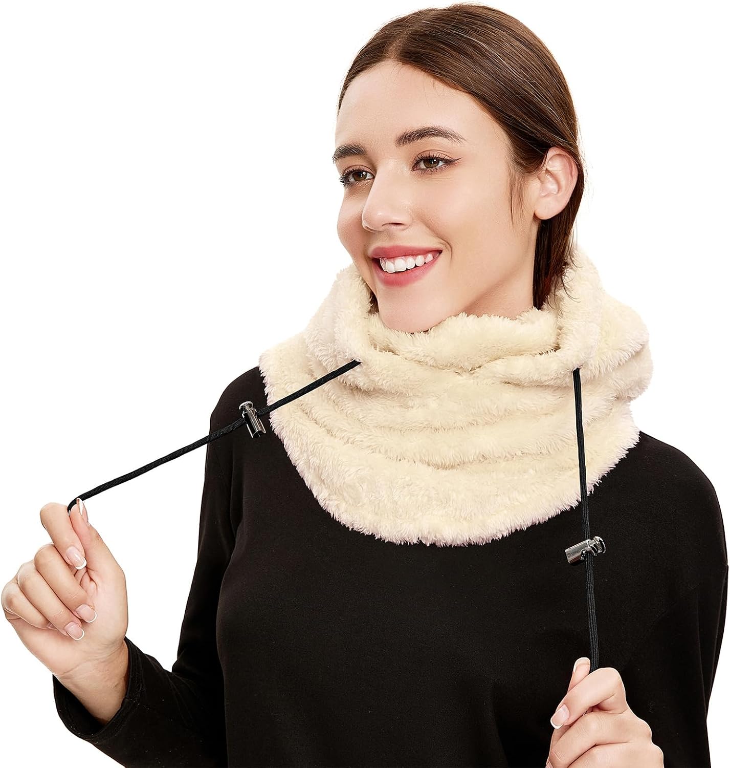 Fleece Balaclava Fuzzy Ski Mask for Women Warm Winter Hats for Women Ski Face Cover Integrated Ear Protection Windproof image 3