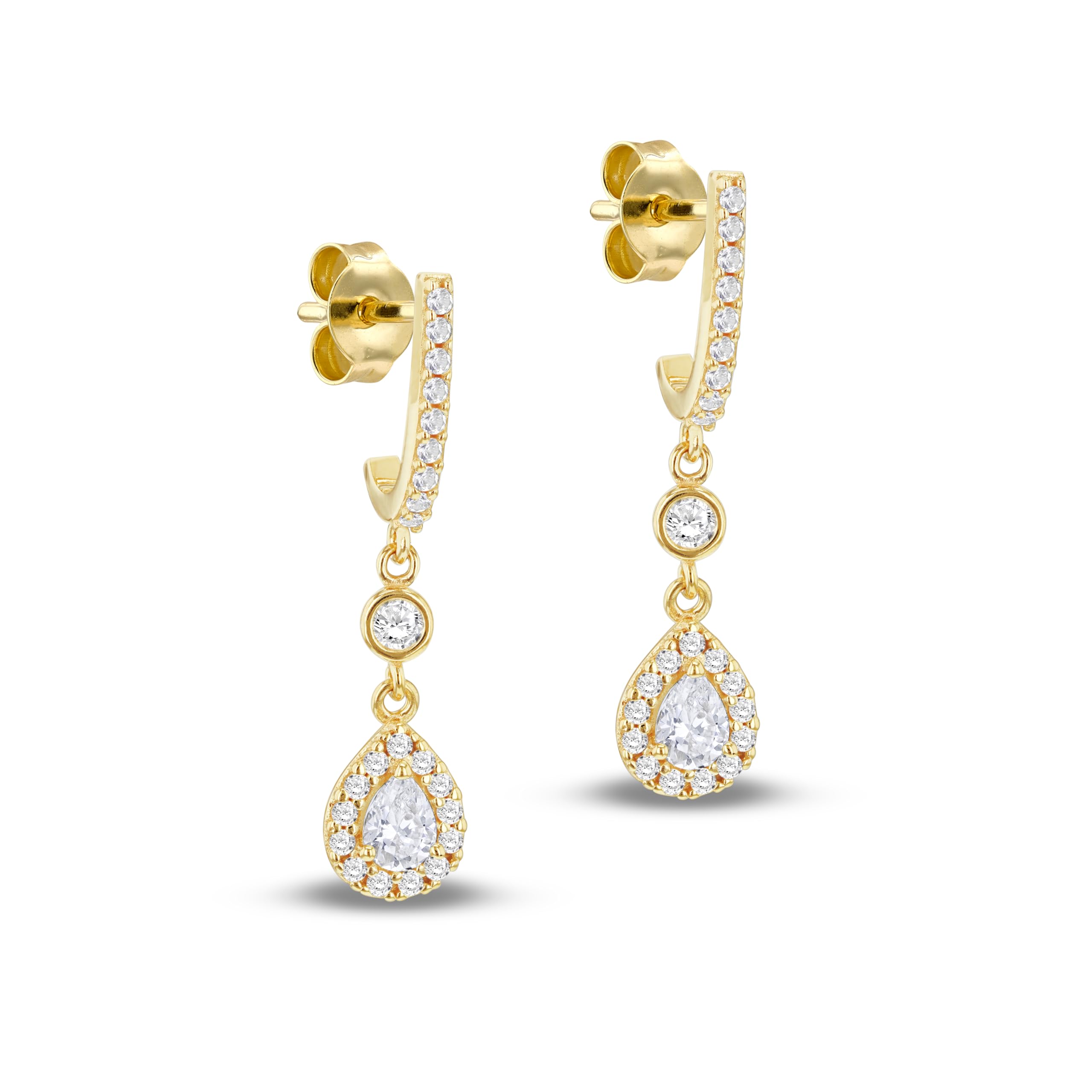 Boucles d'oreilles or jaune cristal vert anti ternissement - 7