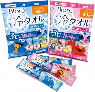 Bioré 冷毛巾 冷却垫 50厘米 5片装 芝麻街 粉色 蓝色 2种套装
