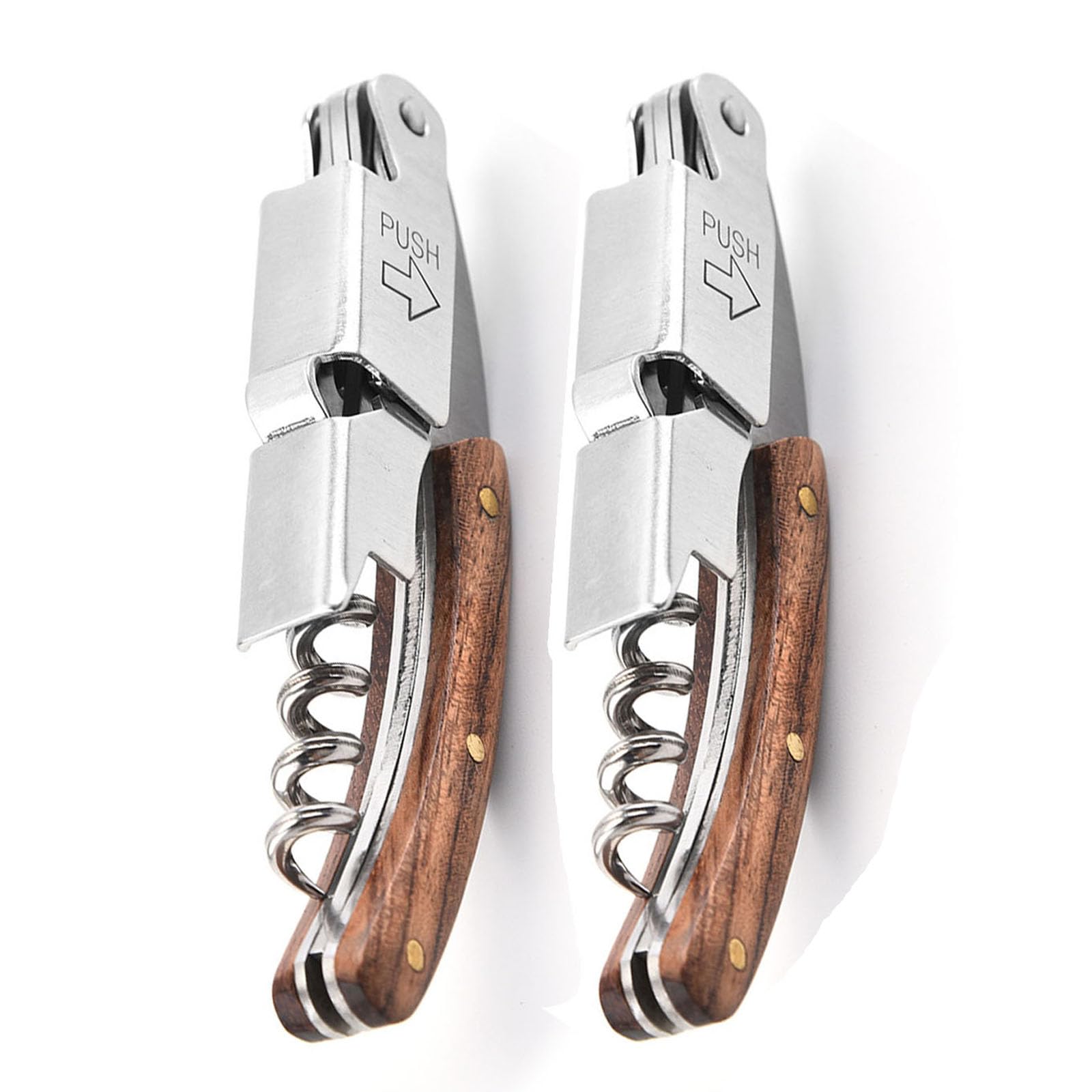 Cavatappi Professionale 3 In 1 Per Vino - Acciaio Inox Con Tagliacapsule E Manico In Legno