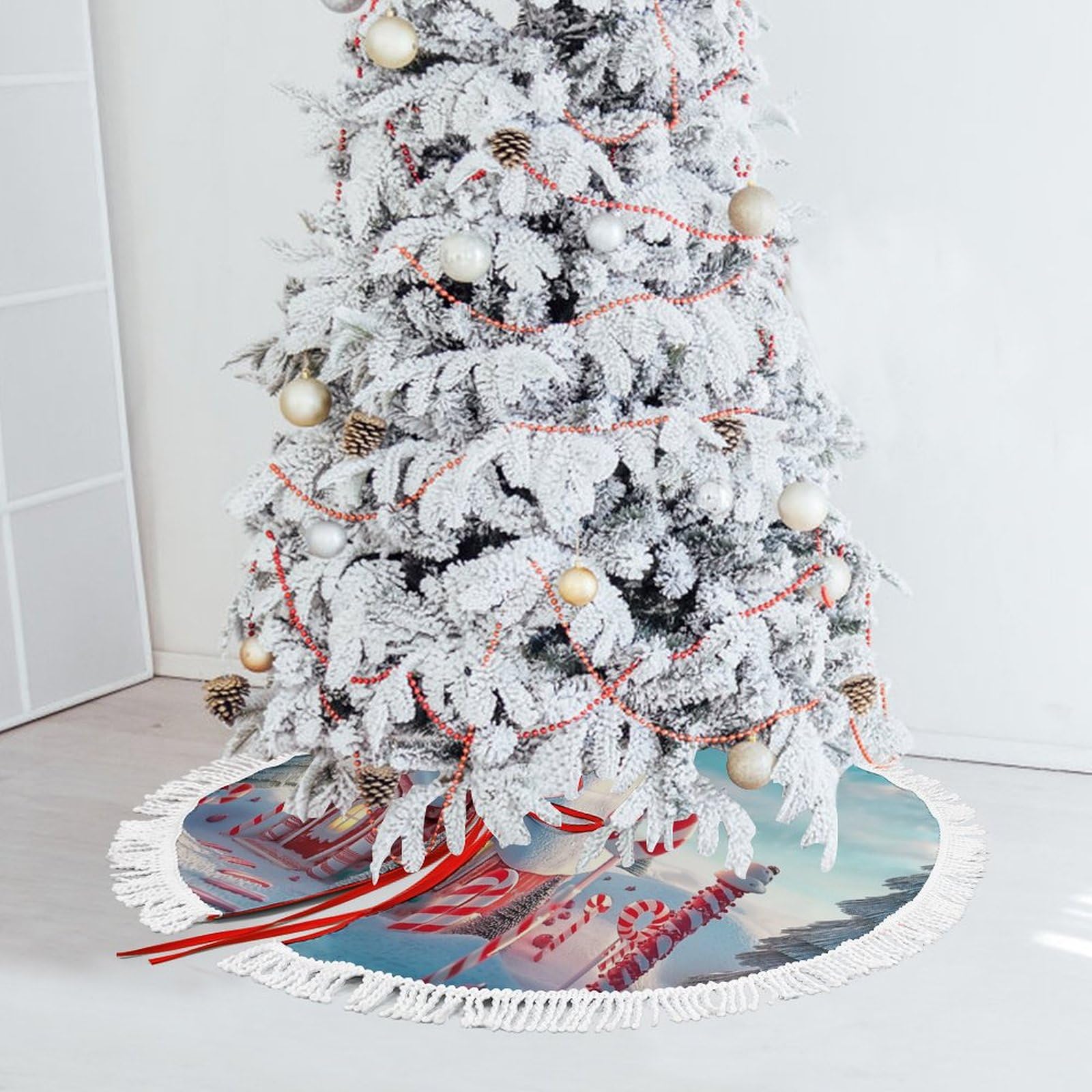 Jupes d'arbre de Noël 48 pouces pour cacher le pied du sapin et protéger le sol