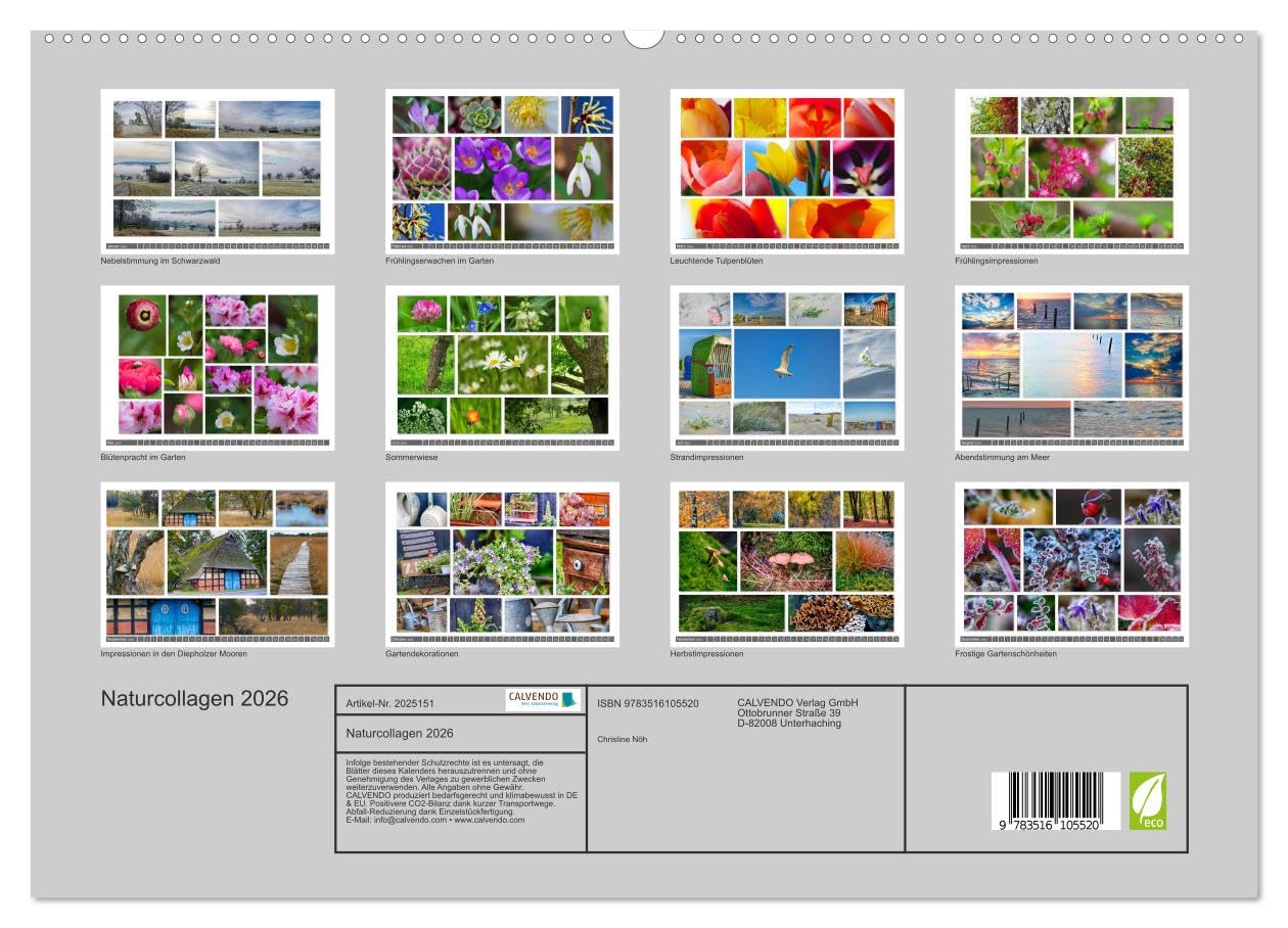 Naturcollagen 2026 (hochwertiger Premium Wandkalender 2026 DIN A2 quer), Kunstdruck in Hochglanz: Collagen aus Naturimpressionen (CALVENDO Natur)