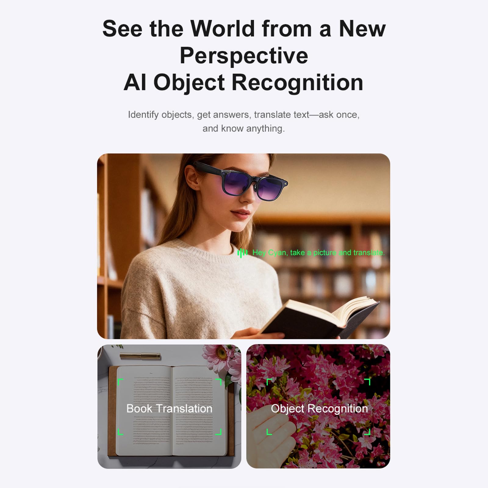 Lot de 2 lunettes intelligentes AI avec appareil photo, Bluetooth 6.0, contrôle vocal, lecteur vidéo et musique anti-secousses, portables pour les jeux, les voyages, les activités de plein air