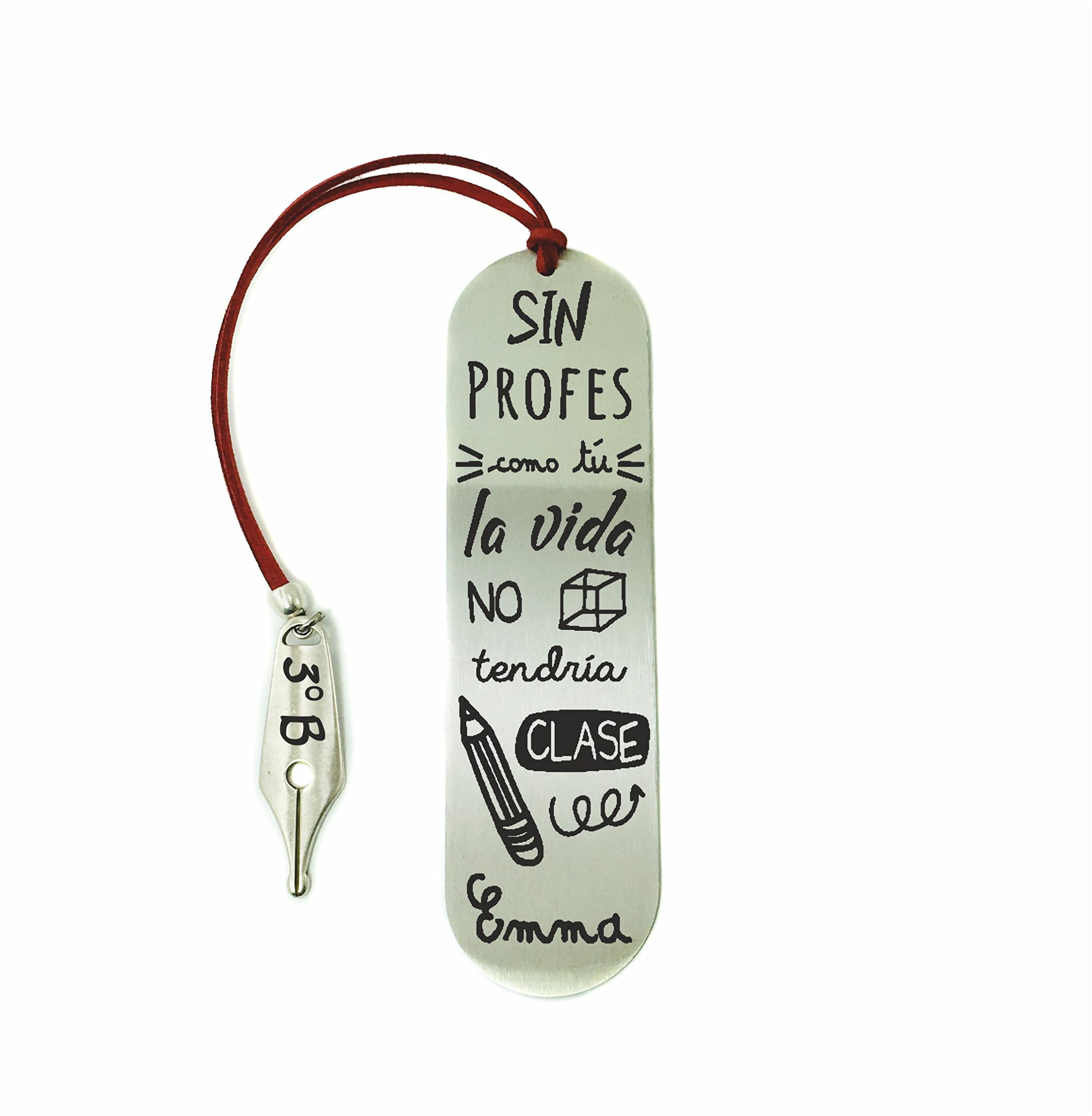 Rincón del Artesano Hecho a Mano Málaga. Marcapáginas Mejor Profe. Regalo Fin de Curso Personalizado. Fabricado en Acero. Regalo Profesores. Modelo Sin Profes como tú