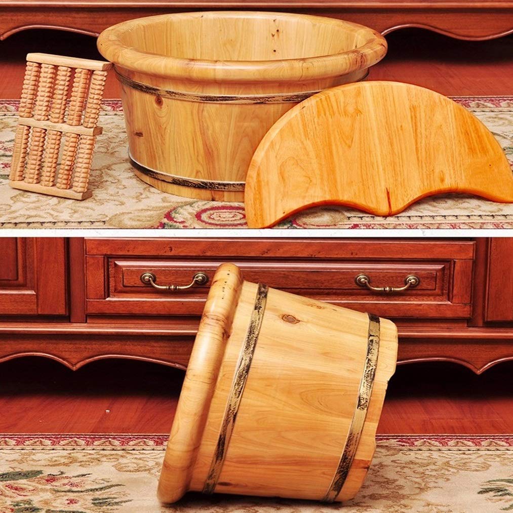 Barile per Piedi,Secchio da Bagno in Legno per Massaggio,Fatto a Mano,Pediluvi Superficie Liscia,Accessori per Il Bagno Anniversario Comfortable Anniversary