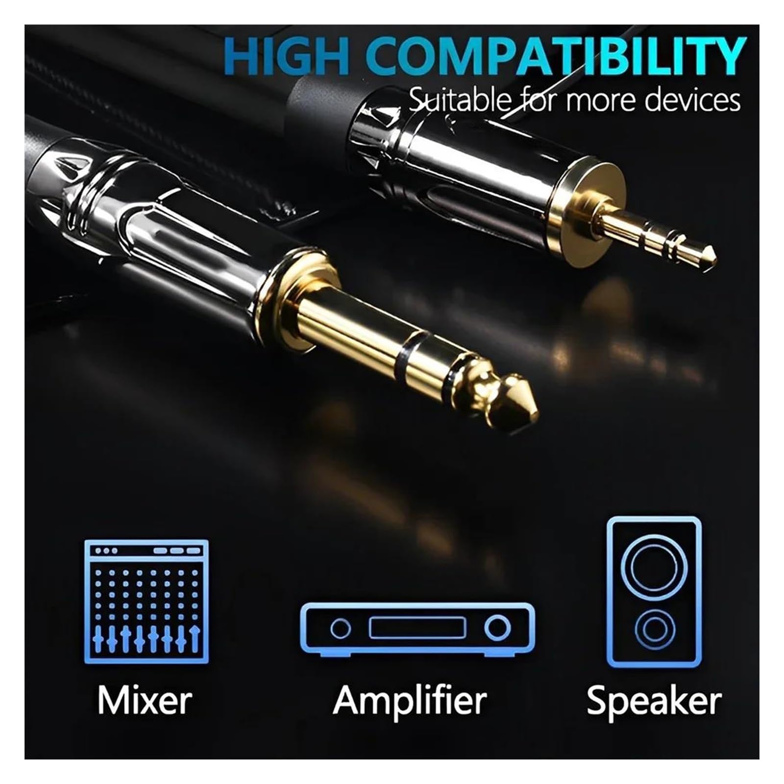 Cavo audio stereo da 3,5 a 6,35 Cavo da 1/8 "maschio a 1/4" maschio per amplificatore per chitarra, pianoforte e altro Chitarra Audioper ConnettoriCavo Audio Er Chitarr (Size : 5m)