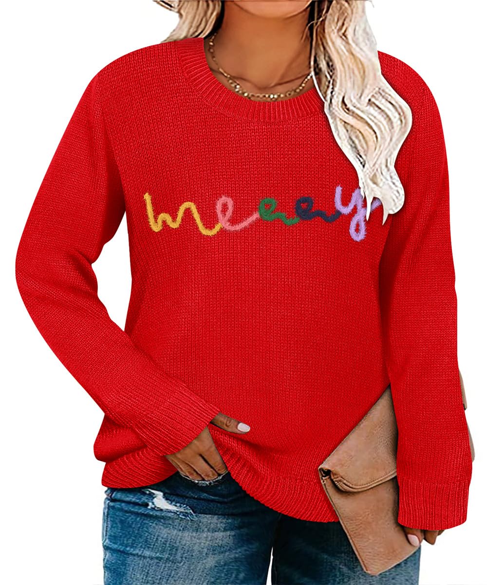 RITERA Plus Size Sweaters for Women Winter Long Sleeve Pullover Sweater Crew Neck Oversized Tops XL-5XL