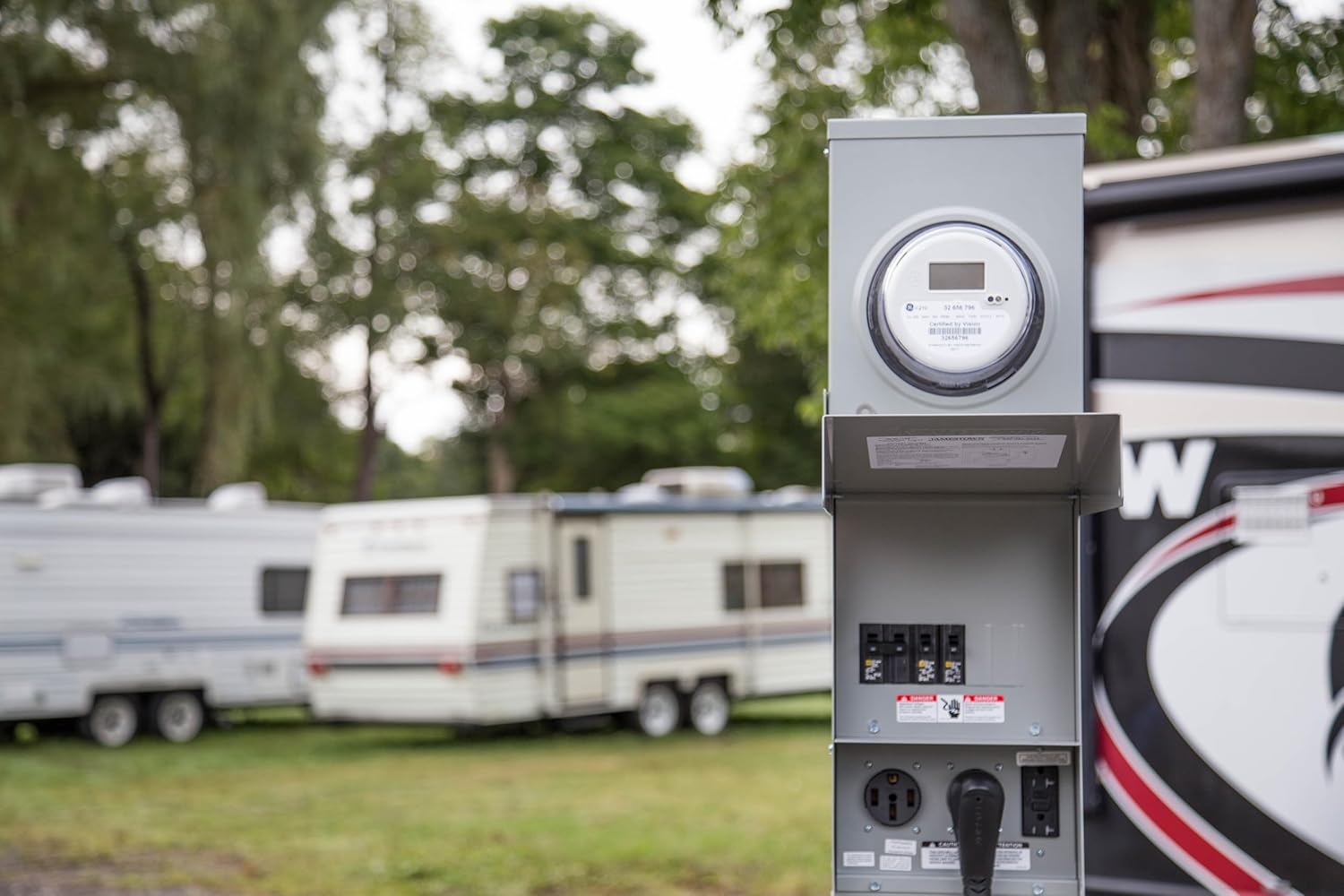 Direct Burial Ringless Metered Pedestal Mount RV Power Outlet – 50/30/20 Amp Electrical Panel, NEMA 3R Weatherproof Enclosure, ETL Certified, Made in The USA by Jamestown Advanced Products