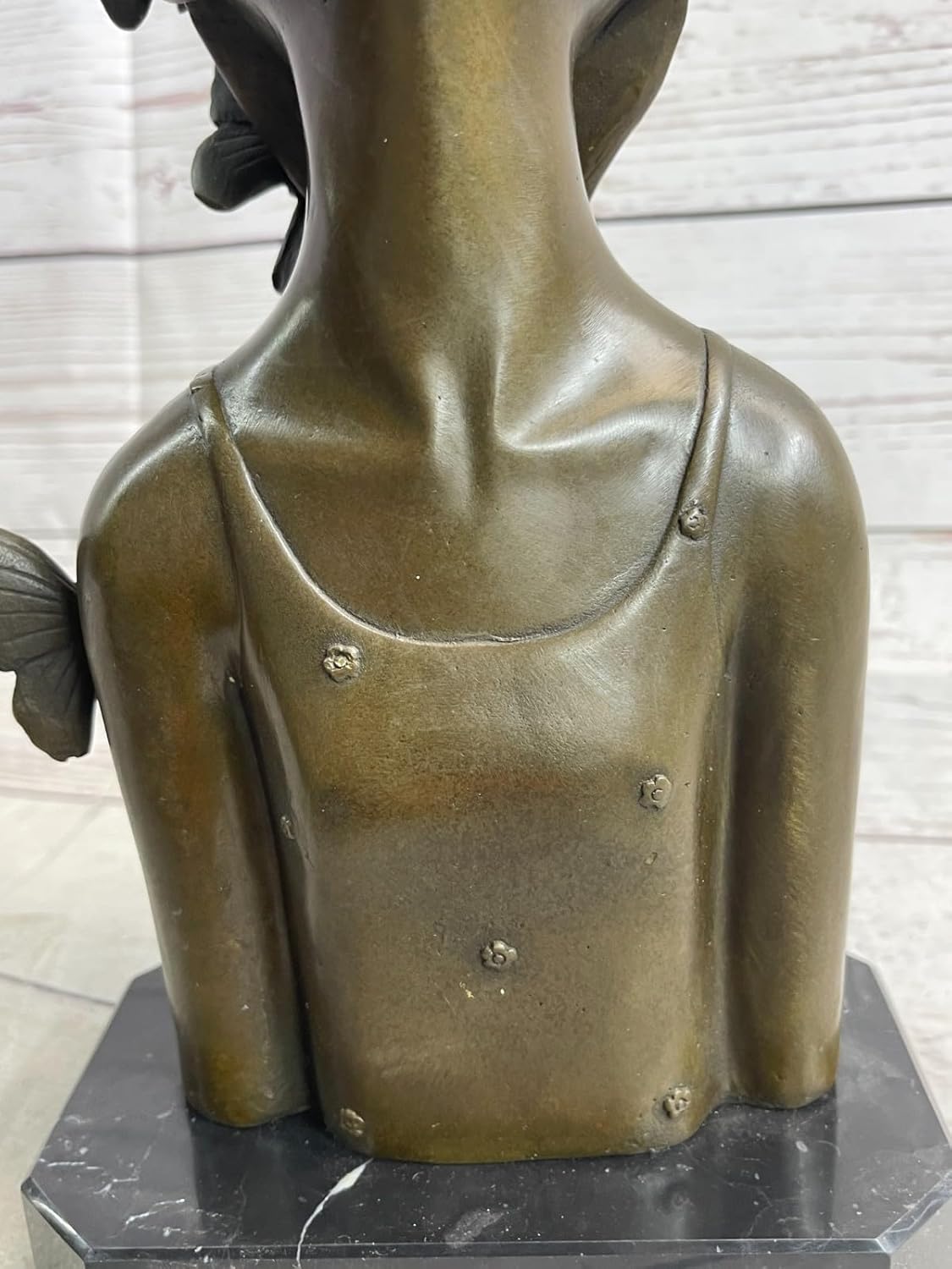 Handcrafted Butterfly Girl Bust Bronze Sculpture by Collet: Modern Artwork for Office Décor Handmade Art by Classy Bronze
