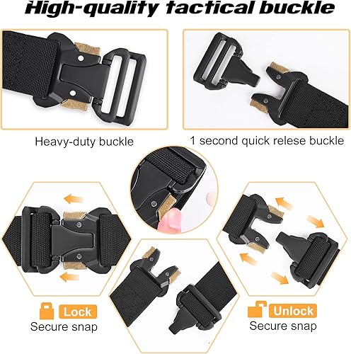 Miniatura 6 de Cinturones tácticos para hombre, cinturón militar de nailon elástico de 1.5 pulgadas con hebilla de liberación rápida resistente