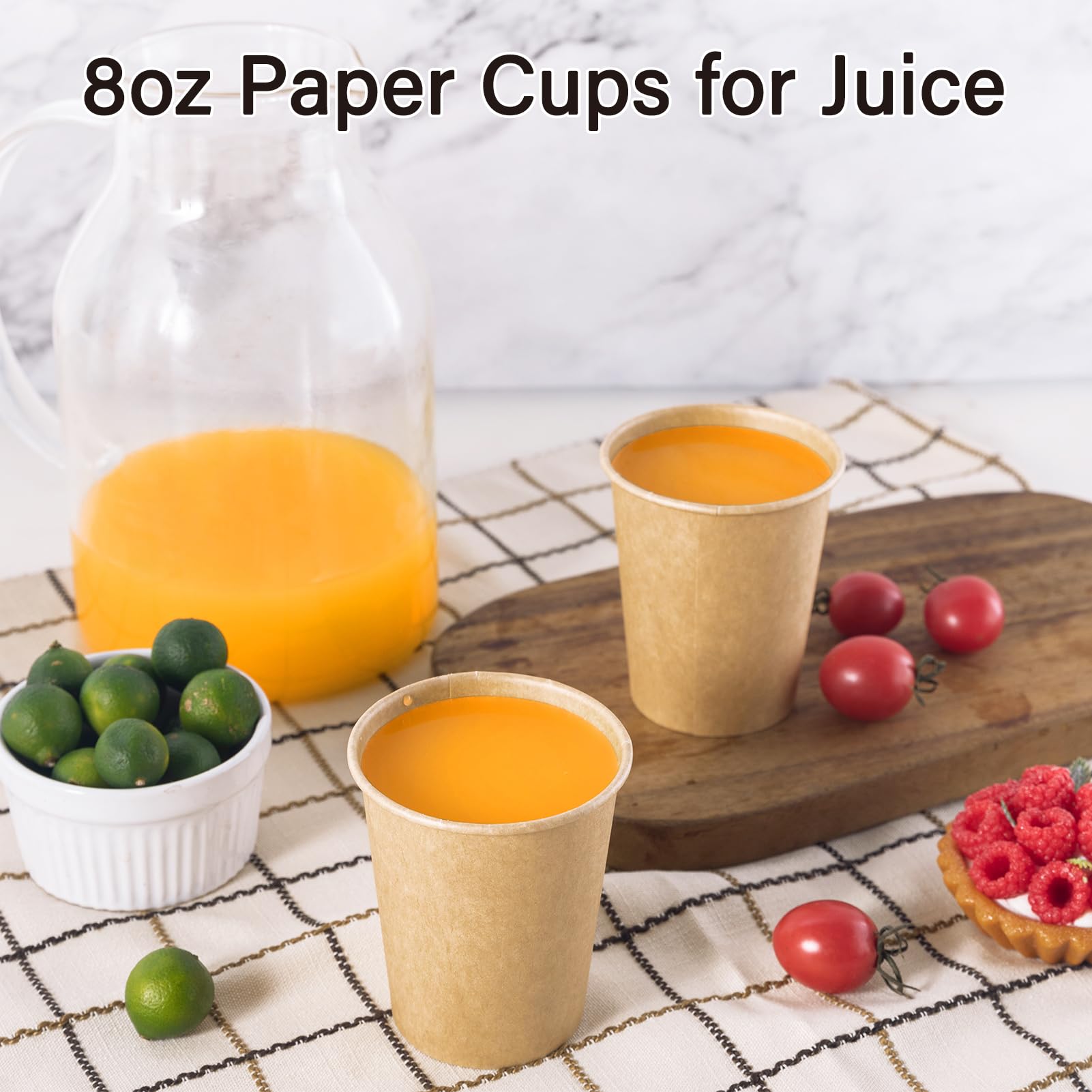 LITOPAK Lot de 300 gobelets jetables en papier kraft de 237 ml, tasses à café en papier pour boissons chaudes/froides, tasses à café chaud pour café, eau, expresso et chocolat.