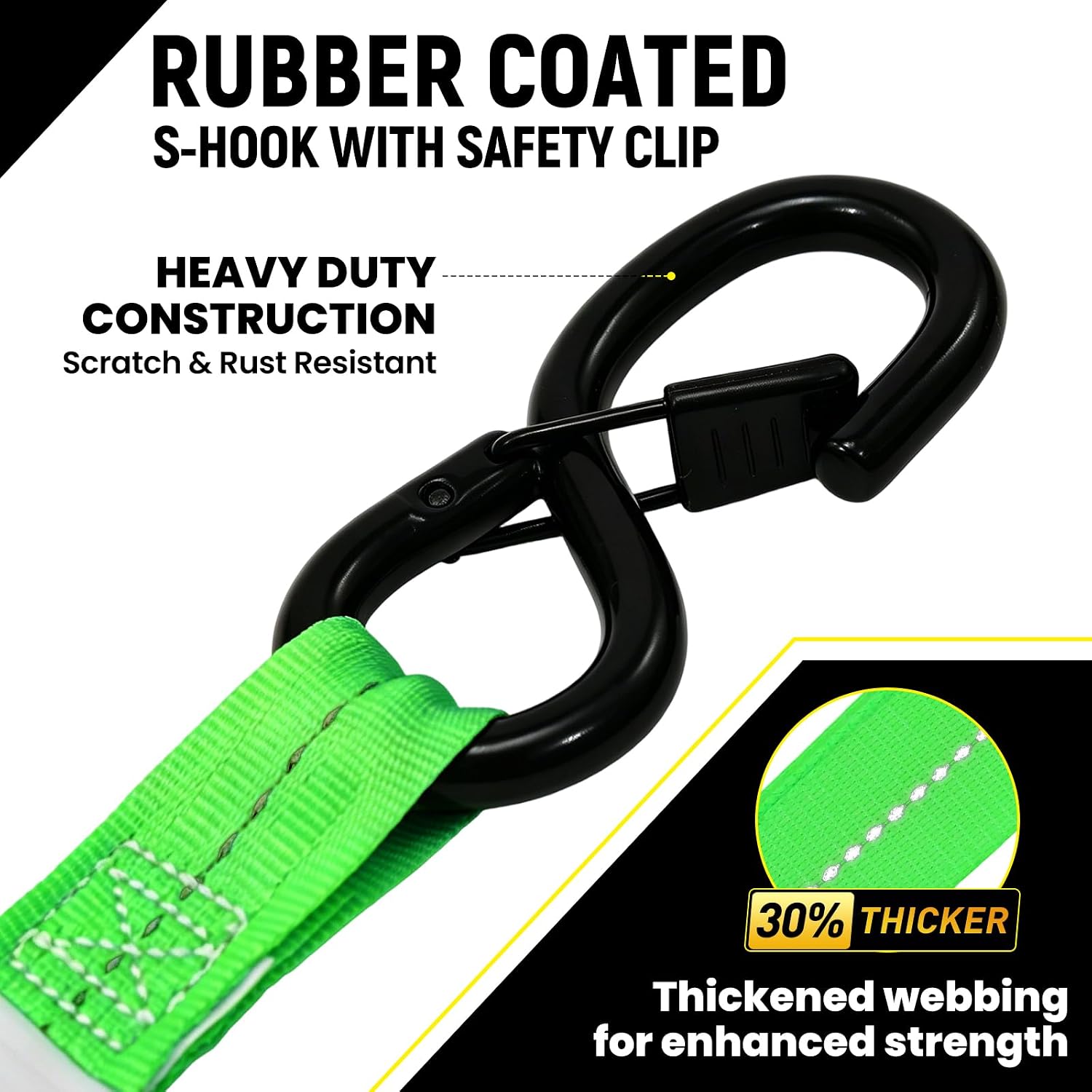 Retractable Ratchet Straps (4pk) - 1 inch x 12 feet (1800lb Break Stength) - Heavy Duty Retractable Straps - Self Retracting Tie Downs with Soft Loops - Auto Ratchet Straps for Truck, Motorcyle, UTV