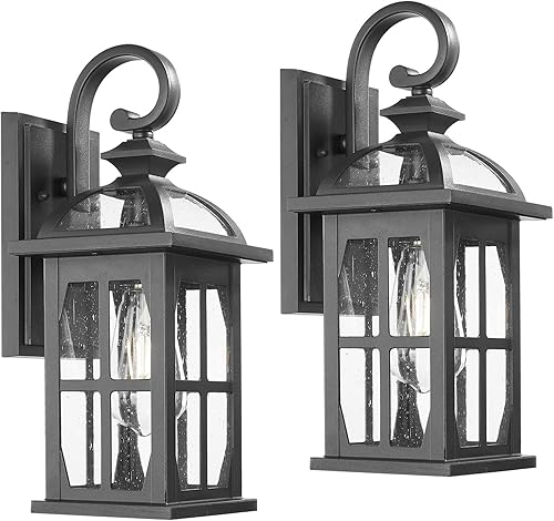 Miniatura 13 de Darkaway Luces de Pared Exteriores, Lámpara Exterior con Vidrio Texturizado, Luces Exteriores de Aluminio Antioxidante, Apliques de Iluminación para