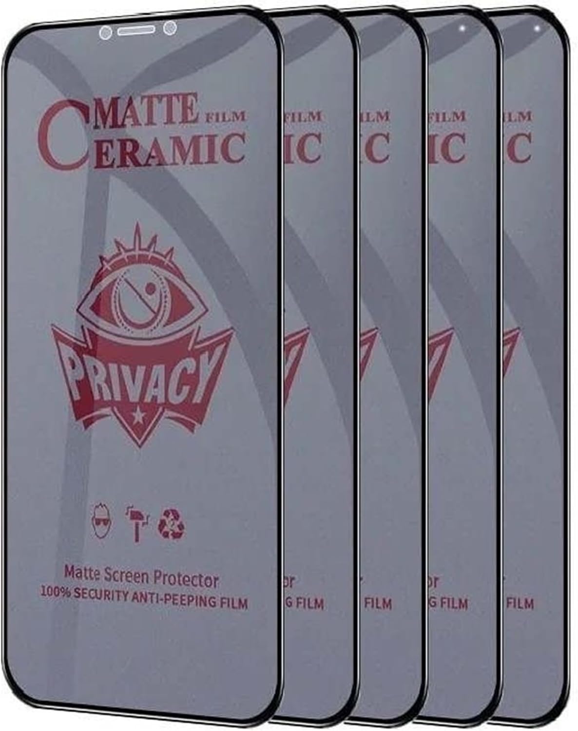 MATTE PRIVACY [5 Pack] Ceramic Screen Protectors for...