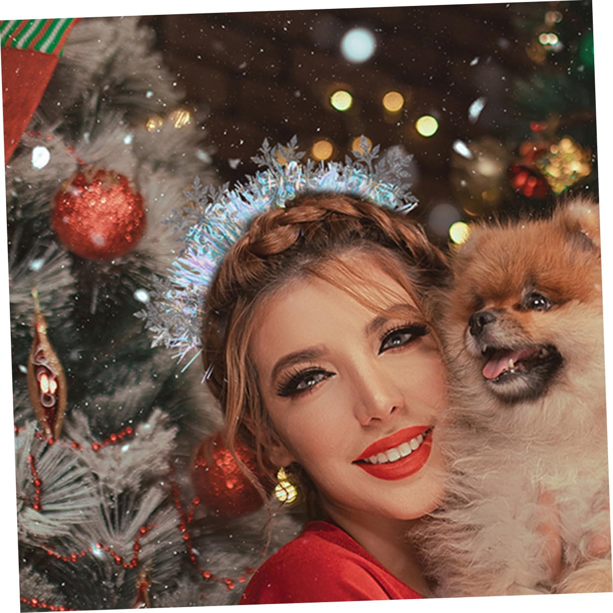Beaupretty 3pezzi Fascia per Capelli Fiocchi di Fascia per Capelli Glitter per Feste di Natale Natalizi per Ragazza