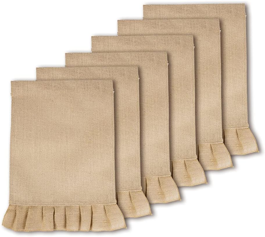 Muka 6 Pcs Blank Garden Decorative Flags, Burlap Banner Flags for Decorating, 12" X 18"-Ruffle Flag