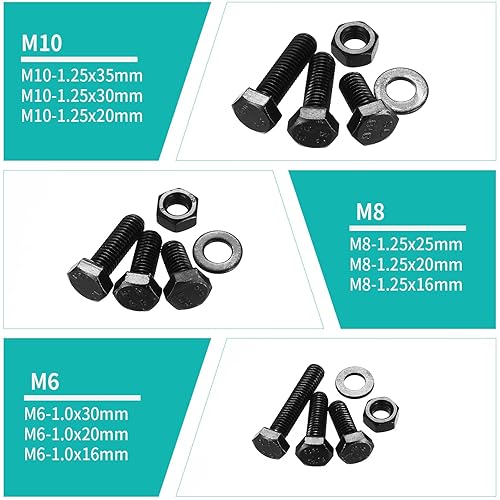 Miniatura 4 de Kit surtido de 520 piezas de tornillos y tuercas hexagonales y arandelas planas M3M4M5M6 de acero inoxidable resistente totalmente roscado kit de