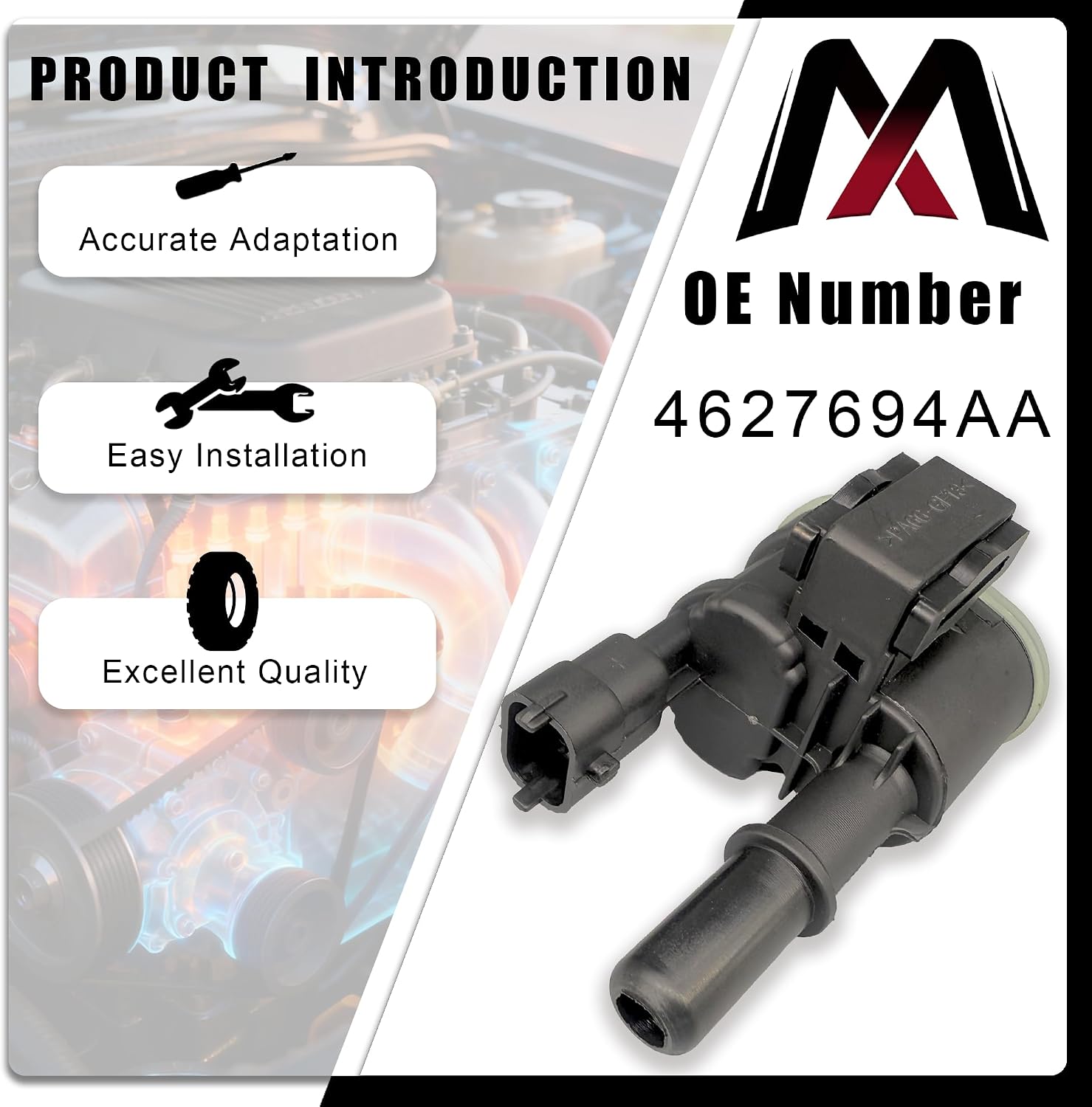 4627694AA Vapor Canister Purge Valve/Solenoid Compatible with Select Chrysler, Jeep,Dodge,Ram 1500 2500 3500 Models with 3.6L 5.7L 6.4L V6 V8 Engines (2013-2024) Replaces 04627694AB 911-410