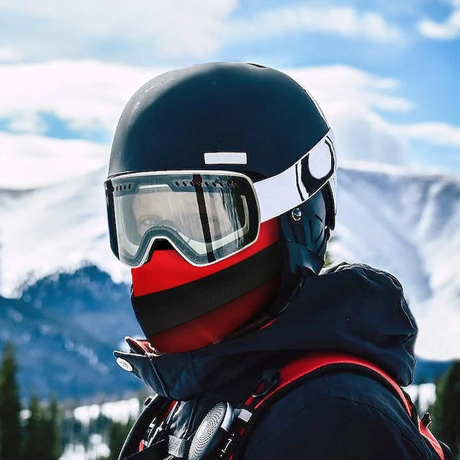 Balaclava Face Mask for Men Women Sun Protection Full Face Cover | Breathable Red Black Full Face Mask Windproof Ski Mask Motorcycle Helmet Lining for Outdoor Sport Cycling