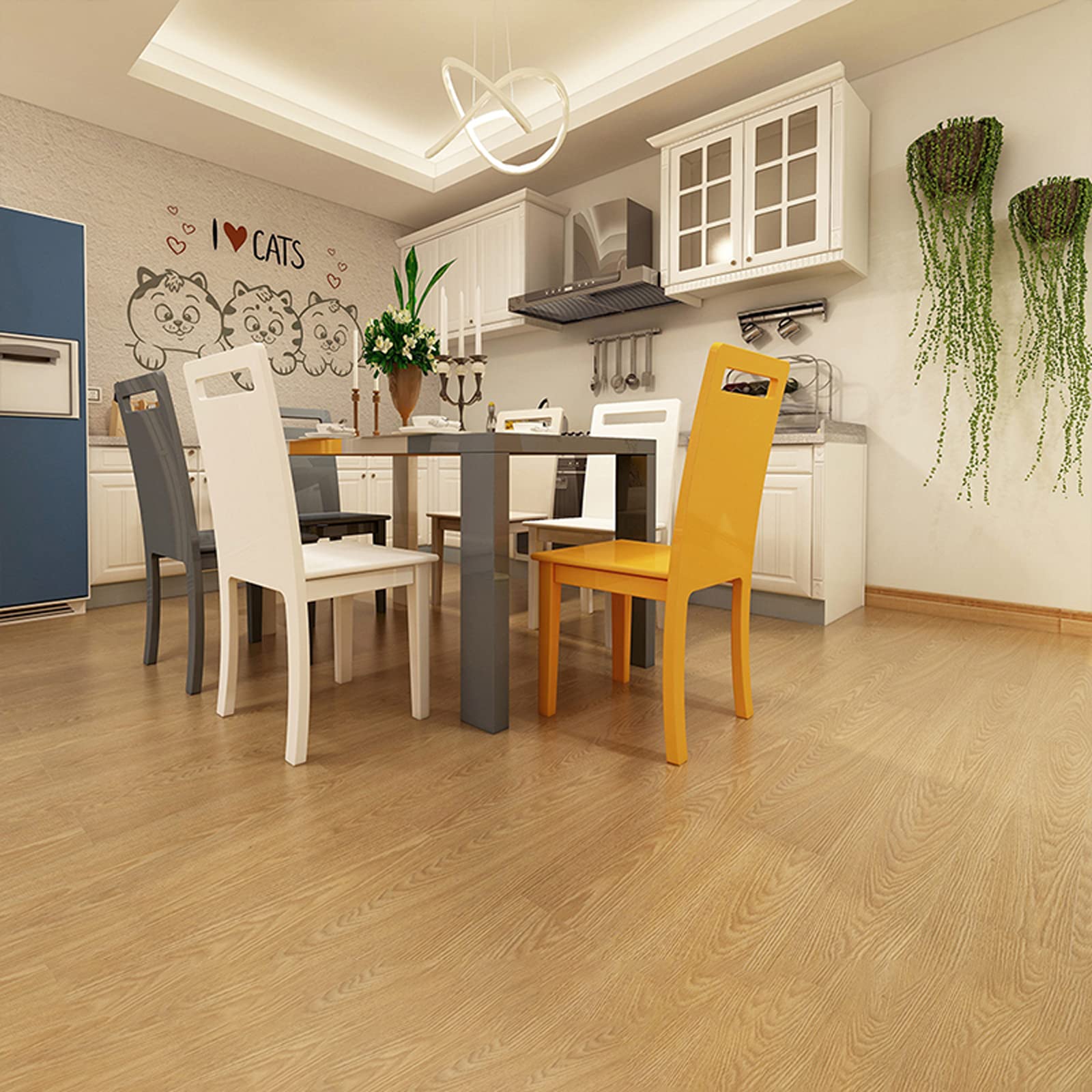 Pavimento PVC Adesivo Effetto Legno Pavimenti in Vinile per Legno Adesivi per Pavimenti in Effetto Legno Impermeabili Resistente all'Usura per Cucina Soggiorno Bagno Camera da Let(Size:3sqm,Color:W70)
