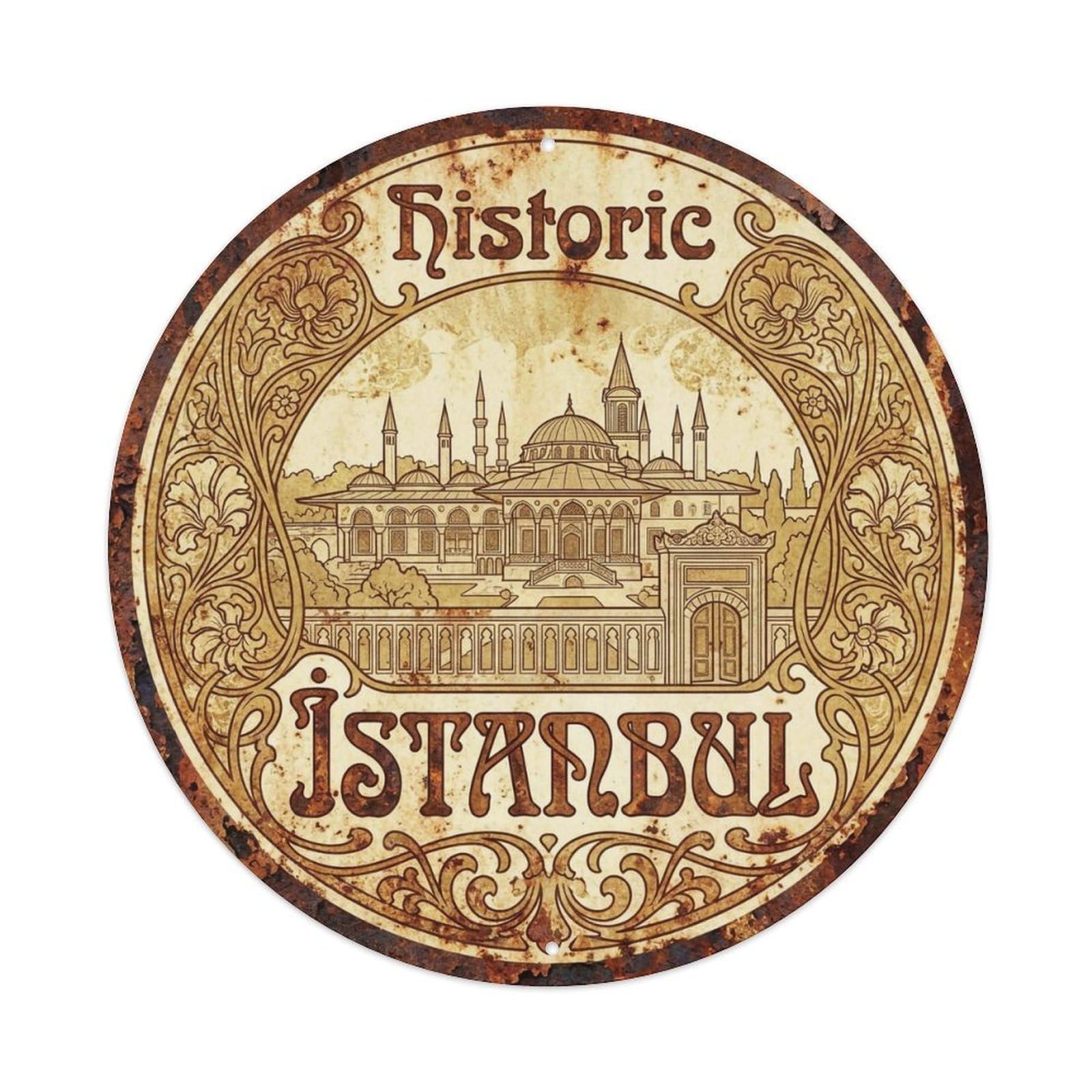 Vintage Travel Istanbul Turkey Historic Vintage Metal Tin Sign Plaque Wall Decor for Cafe, Club Bar, Office, Garden Metal Poster 8x8Inch