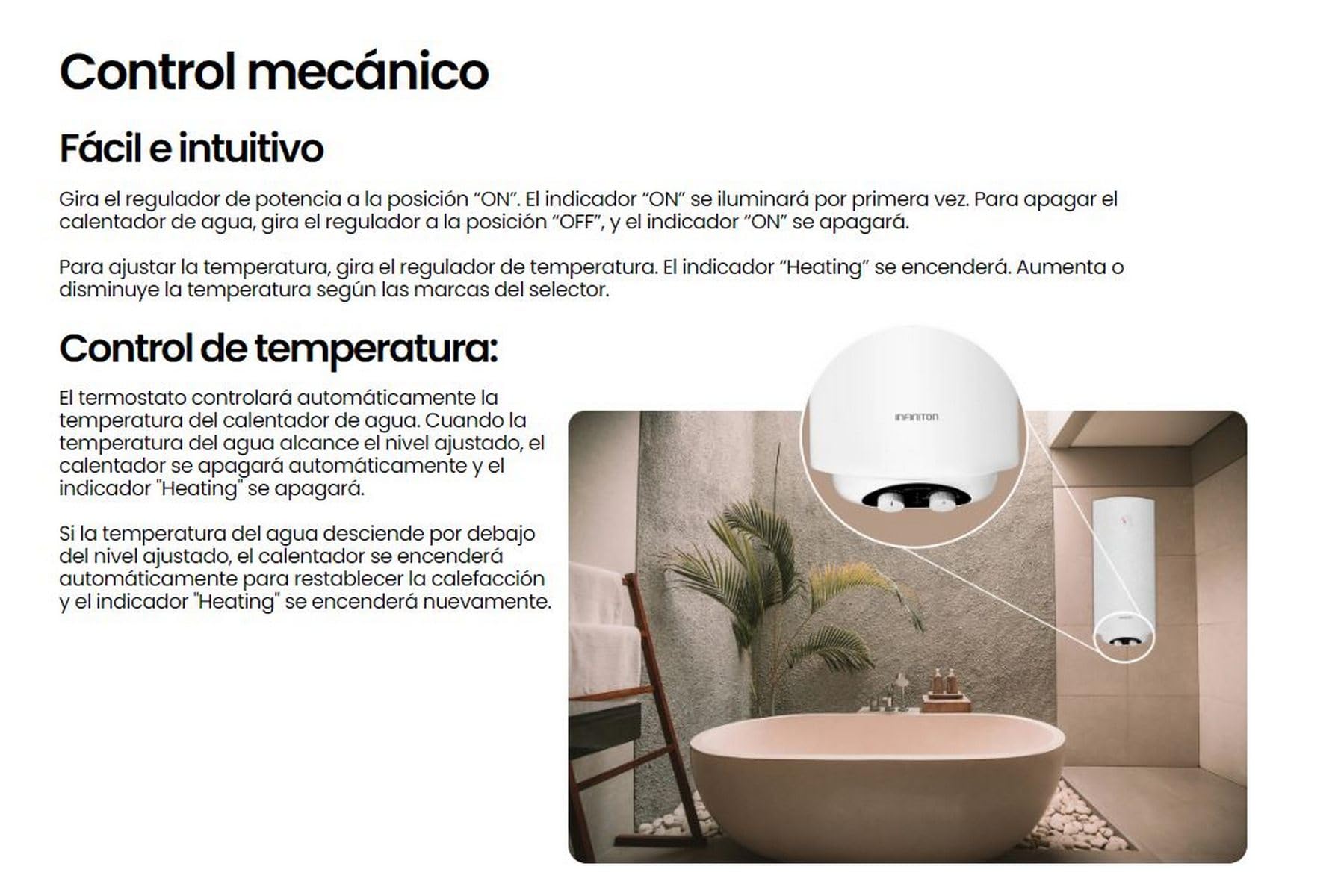 INFINITON Termo Electrico CAS20V80D, 80 Litros, Resistencias esmaltadas por aluminio SUS316L, Instalación en posición vertical, Selector de temporada climática, C