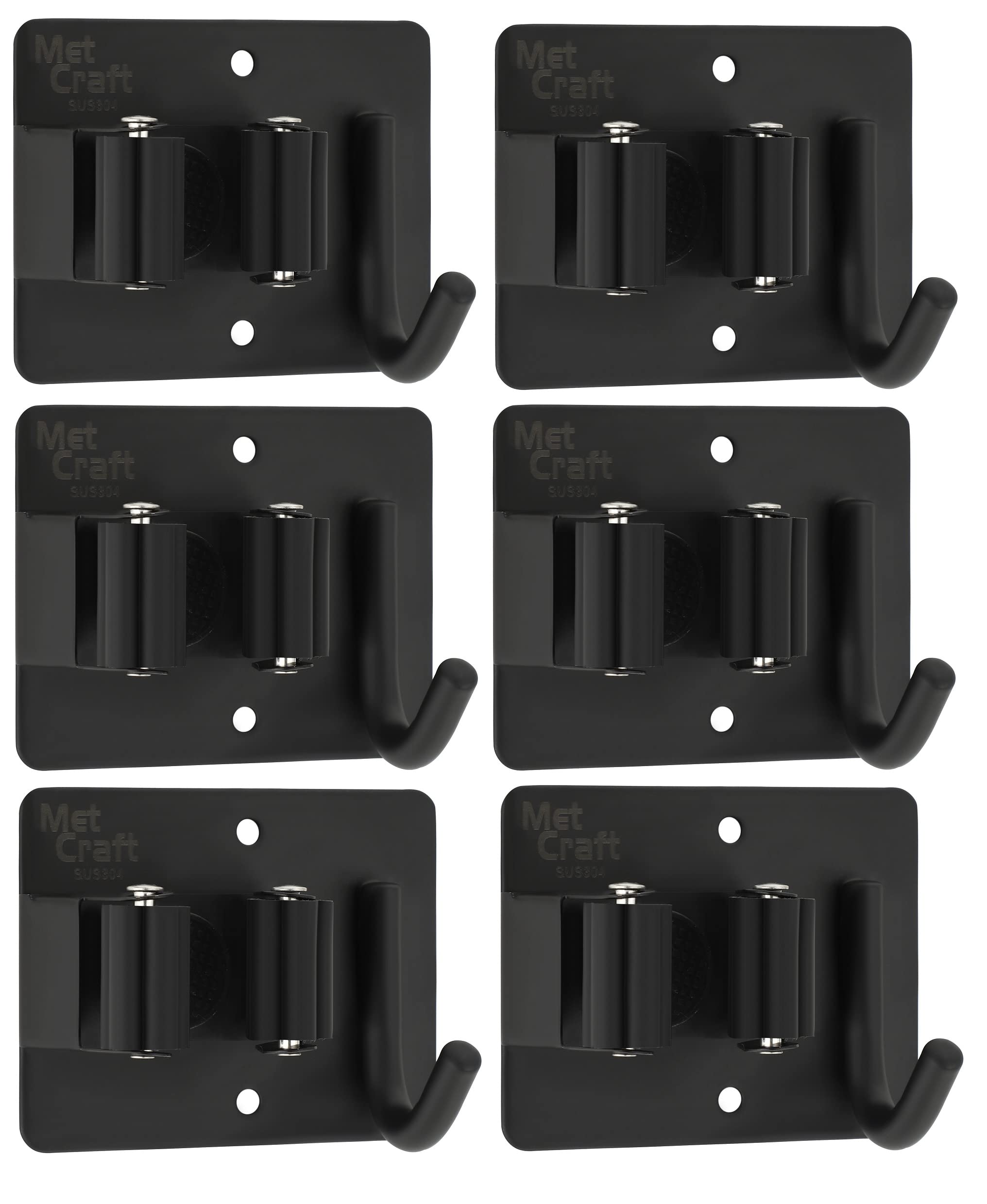 Met Craft Stainless Steel 304 Grade Wall Mounted Single Magic Mop and Broom Holder with Extra Hook and Screws (Pack of 6, Full Black) (B09RP6Y67M) Amazon Price History, Amazon Price Tracker