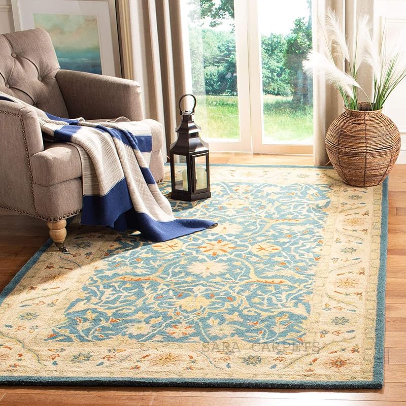 Handmade Tufted Wool Carpet – Premium Thick Embossed Geometric Design Rug for Living Room, Bedroom & Hall (Multi 39, 7 x 7 Feet Square)-image-26