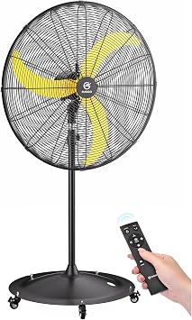FUGOO High-Velocity Quiet Pedestal Fan with Remote, 30"-9800 CFM, Brushless DC Motor, Oscillating, 50% Energy Savings for Patios, Garage, Workshop