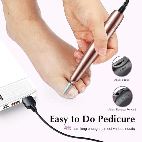 Miniatura 5 de Taladro de uñas eléctrico profesional para uñas de polvo de inmersión de gel acrílico, kit de máquina de taladro de uñas portátil, herramientas de