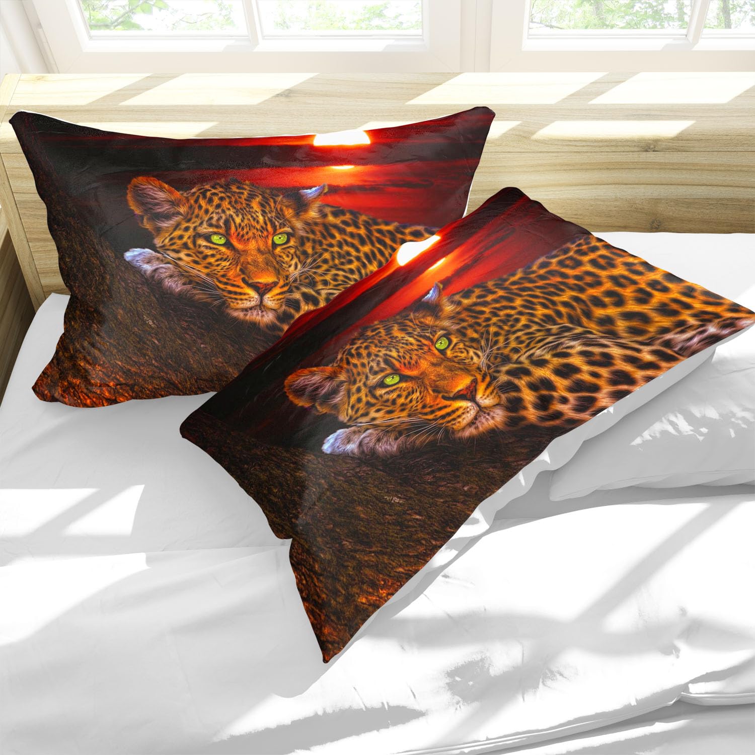 SMchwbc Leopard beddengoed, 135 x 200 cm, luipaardmotief, dekbedovertrek, set voor meisjes en jongens, 3D-print, microvezel, luipaard, beddengoedset met ritssluiting (220 x 260 cm, 11