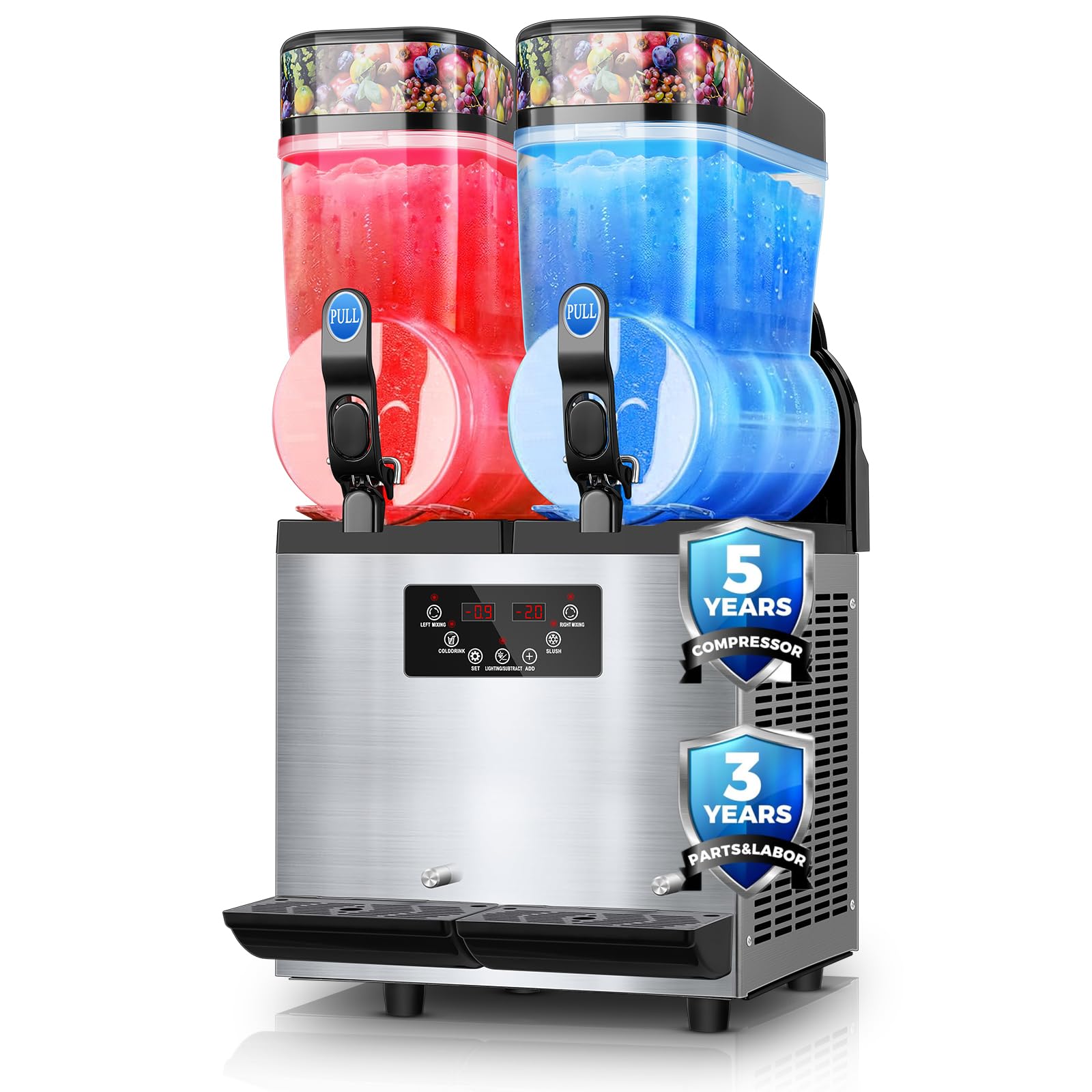 Commercial Slushie Machine 30L, 25 Mins Fast-Freeze Commercial Margarita Machine, Commercial Slushy Machine, 2 Flavors, Margarita Daiquiri Wine Frappe Slushy