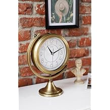 Gold Metal Masa Saati   Sessiz Mekanizma, Latin Rakaml  Dekoratif Vintage Tasar m-Mezza Gold Latin