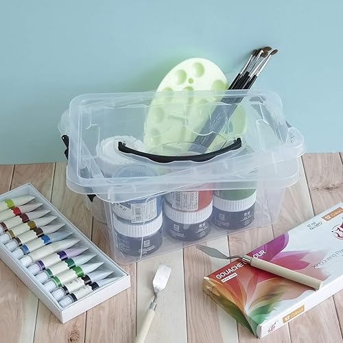 Miniatura 3 de Jekiyo Cubo de almacenamiento de plástico, contenedor de caja con cierre con tapa, juego de 2